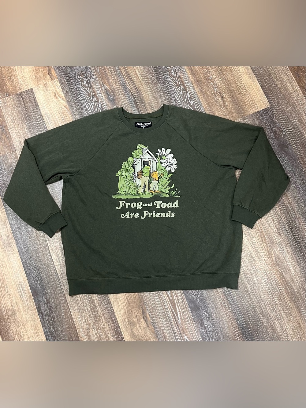 Frog and Toad Olive Green Graphic Crewneck Sweatshirt size 1X